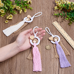 3 шт. 3 цвета ручной работы из хлопка макраме в виде ангела&nbsp;HJEW-PH02193