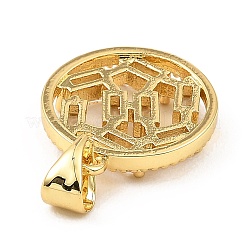 Подвески из настоящего 18-каратного золота с латунным покрытием из кубического циркония с микропаве&nbsp;ZIRC-L100-144G-01