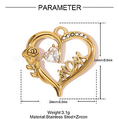 Подвески ко Дню матери из нержавеющей стали 304 с микропаве из кубических цирконий&nbsp;STAS-OY007-53G