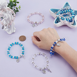 9 шт. 4 стильных браслета из сплава с овалом и крестом и подвеской в виде Иисуса&nbsp;BJEW-GO0001-35