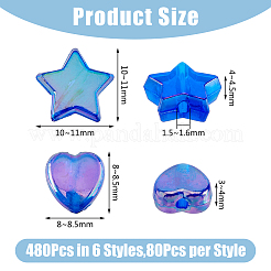 480шт 6 стиля прозрачные акриловые бусины&nbsp;MACR-DC0001-09