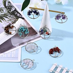 8шт 8 стильные подвески из смешанных драгоценных камней&nbsp;G-SZ0001-38