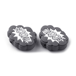 Облако со словом бум пищевые экологически чистые силиконовые бусины&nbsp;LS-SIL-WH0014-22D