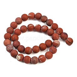 Нити бусин из натуральной матовой красной яшмы&nbsp;G-C270-M01-10mm