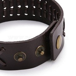 Винтажный мужской браслет из воловьей кожи с плетеным шнуром&nbsp;LS-BJEW-A039-02B