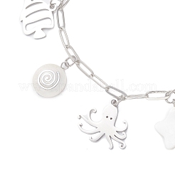Браслеты с подвесками из нержавеющей стали 304 с тематикой океана&nbsp;BJEW-JB12218-02