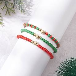 3шт. браслеты из стеклянных бусин&nbsp;BJEW-JB12440