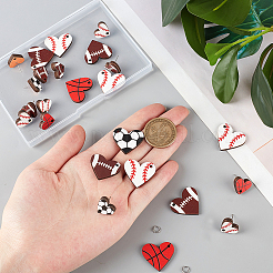 Набор для самостоятельного изготовления сережек-подвесок в форме сердца из дерева в виде спортивного мяча&nbsp;DIY-SC0024-94