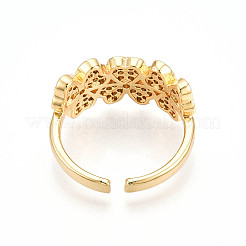 Латунные кольца-манжеты с микропаве и прозрачным цирконием для женщин&nbsp;KK-T074-20G