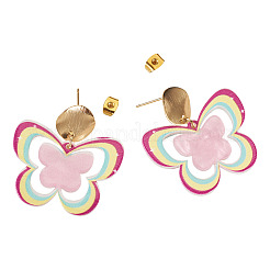 Серьги-гвоздики с подвесками из акрила и бабочки с латунным принтом&nbsp;EJEW-TA00672