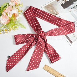 Длинный шелковый шарф из полиэстера с узором в горошек для женщин и девочек&nbsp;AJEW-WH20042-79C