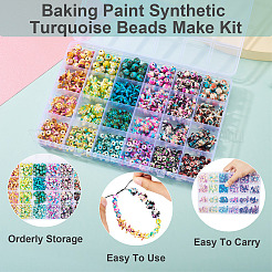 570 шт. 24 вида синтетических бирюзовых бусин&nbsp;G-TA0002-17
