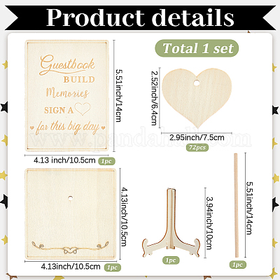 Деревянная персонализированная гостевая книга свадебная книга сообщений&nbsp;DJEW-WH20003-10-1