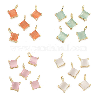 Латунные подвески в виде кошачьего глаза&nbsp;KK-C251-09C-G-1