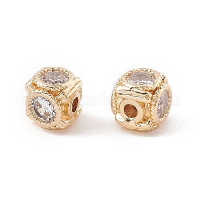 Куб латунь кубического циркония бусы&nbsp;LS-KK-E283-01G-01-1