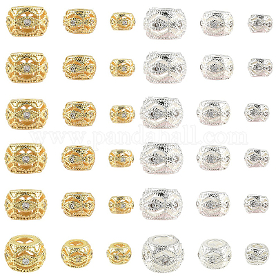 9шт 3 стиля латунь микро паве прозрачные кубические бусины из циркония&nbsp;KK-YW0004-43G-1