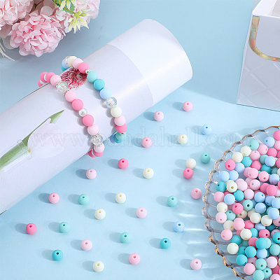 500шт прорезиненные силиконовые акриловые бусины с имитацией силикона&nbsp;MACR-SP0001-07A-1