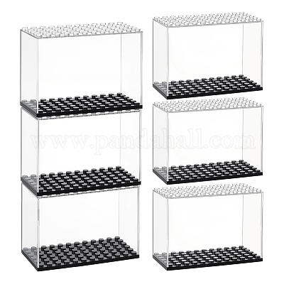 Прямоугольная пластиковая витрина для минифигурок с черным основанием&nbsp;ODIS-WH0004-14-1