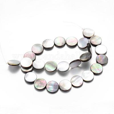 Натуральные черные нити из бисера SHEL-R018-01-1