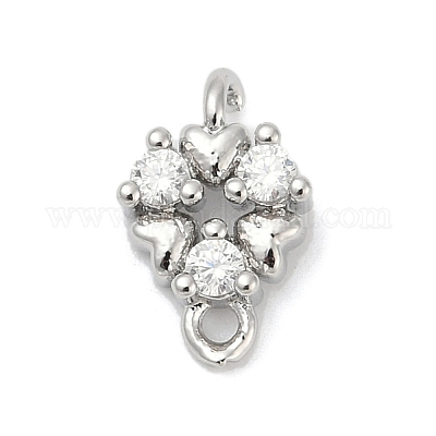 Шармы-соединители из латуни с микропаве из прозрачного кубического циркония&nbsp;LS-KK-Z094-08P-01-1