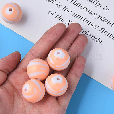 Непрозрачные полосатые акриловые бусины&nbsp;MACR-S373-27C-08-1