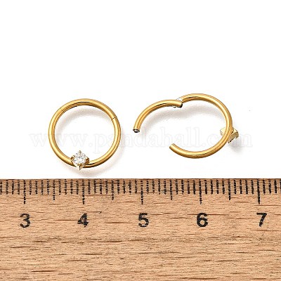 Кольца для носа из нержавеющей стали 304 с прозрачным кубическим цирконием в форме ромба&nbsp;AJEW-D306-12G-1