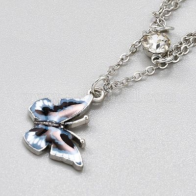 Женские браслеты-бабочки из железа и сплава с эмалью&nbsp;AJEW-WH0455-109P-02-1