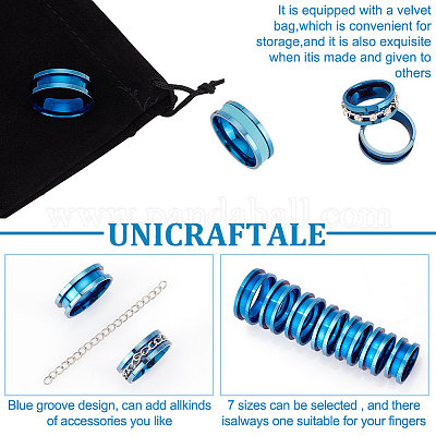 14 шт. набор из 7 колец из нержавеющей стали с канавками RJEW-UN0002-71BL-1