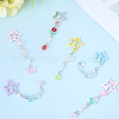 6 шт. 6-х цветные заколки-звездочки из железа и пластика&nbsp;PHAR-CP0001-27-1