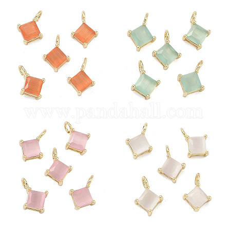 Латунные подвески в виде кошачьего глаза&nbsp;KK-C251-09C-G-1