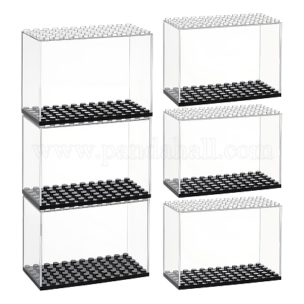 Прямоугольная пластиковая витрина для минифигурок с черным основанием&nbsp;ODIS-WH0004-14-1