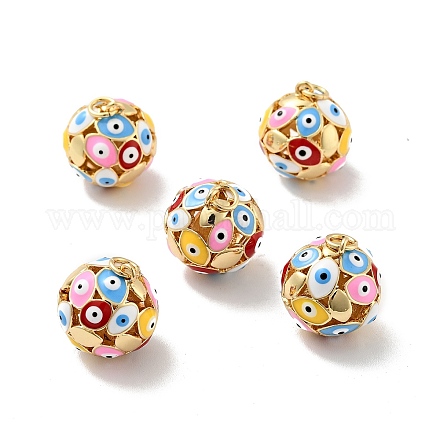 Круглые подвески с эмалью из латуни с дурным глазом KK-G419-15G-06-1