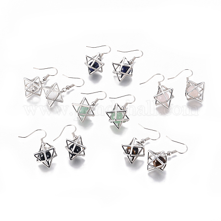 Серьги из натурального смешанного драгоценного камня EJEW-K080-A-1