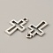 Tibetan Style Alloy Pendants, Cross Charm, Religion, Antique Silver, 17x11x1mm, Hole: 1.5mm