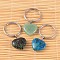 Heart Natural & Synthetic Mixed Gemstone Keychain, with 316 Surgical Stainless Steel Keychain Clasps, 48mm