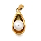Plastic Pearl Pendants, with 304 Stainless Steel, Teardrop, 25.5x12.5x10.5mm, Hole: 6.5x3mm