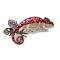 Alloy Rhinestone Brooch, Enamel Pins, Chameleon, FireBrick, Platinum, 40x77x14mm