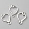 Zinc Alloy Open Back Bezel Connector Charms, Links For DIY UV Resin, Epoxy Resin, Pressed Flower Jewelry, Silver Color, Heart, 16x11x1.8mm, Hole: 1.6mm