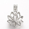 Alloy Locket Pendants, Cage Pendants, Flower, Platinum, 25x17.5x10.5mm, Hole: 3.5x4.5mm, inner measure: 11.5x14mm