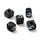 Handmade Evil Eye Lampwork European Beads, Large Hole Beads, Cube, Black, 8~9x9~10x9~10mm, Hole: 4.3mm