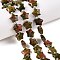 Natural Unakite Beads Strands, with Seed Beads, Faceted Star, 9~11x9~11x4~4.5mm, Hole: 1mm, about 16pcs/strand, 0.7~7.28''(17.5~18.5cm), bead: 3mm in diameter, 2mm thick, hole: 0.7~0.9mm