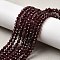 Natural Garnet Beads Strands, Faceted, Round, 4mm, Hole: 1mm, about 91pcs/strand, 15 inch(38.5cm)