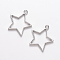 Rack Plating Alloy Star Open Back Bezel Pendants, For DIY UV Resin, Epoxy Resin, Pressed Flower Jewelry, Cadmium Free & Nickel Free & Lead Free, Platinum, 35x32.8x3.5mm, Hole: 3mm