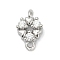 Brass Micro Pave Clear Cubic Zirconia Connector Charms, Long-Lasting Plated, Cadmium Free & Nickel Free & Lead Free, Platinum, Flower, 11.5x7.5x3.5mm, Hole: 1.2mm