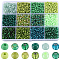 156G 12 Style Glass Seed Beads, Mixed Style, Round, Green, 4~5x3~4mm, Hole: 1~2mm, 13g/style