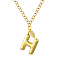 304 Stainless Steel Clear Cubic Zirconia Heart & Letter Pendant Curb Chain Necklaces for Women, Golden, Letter H, 16.54 inch(42cm)
