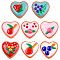8Pcs 8 Colors Painted Glass Beads Enamel Beads Heart with Fruit, Mixed Color, 19.5x20.5x10mm, Hole: 1.2mm, 1pc/color