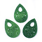Carved Natural White Jade Pendants, Dyed, Teardrop, Green, 41~41.5x27x2~3mm, Hole: 1.2~1.4mm