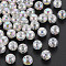Transparent Crackle Acrylic Beads, AB Color Plated, Round, Creamy White, 8x7mm, Hole: 1.8mm