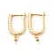 Rack Plating Brass Micro Pave Cubic Zirconia Hoop Earring Finding, Latch Back with Pinch Bails for Half Drilled Beads, Cadmium Free & Lead Free, Real 18K Gold Plated, 21x13x2mm, Pin: 0.9mm and 0.8mm
